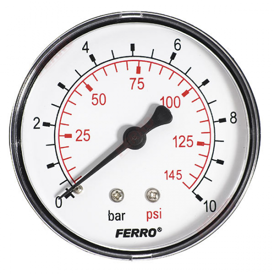 Манометр 1/4, 0-10 bar, Ferro M6310A (с задним подключением)