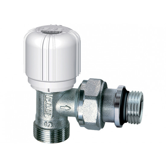 Кран радиаторный, 16, угловой, подача, FAR (под термоголовку, с предустановкой)